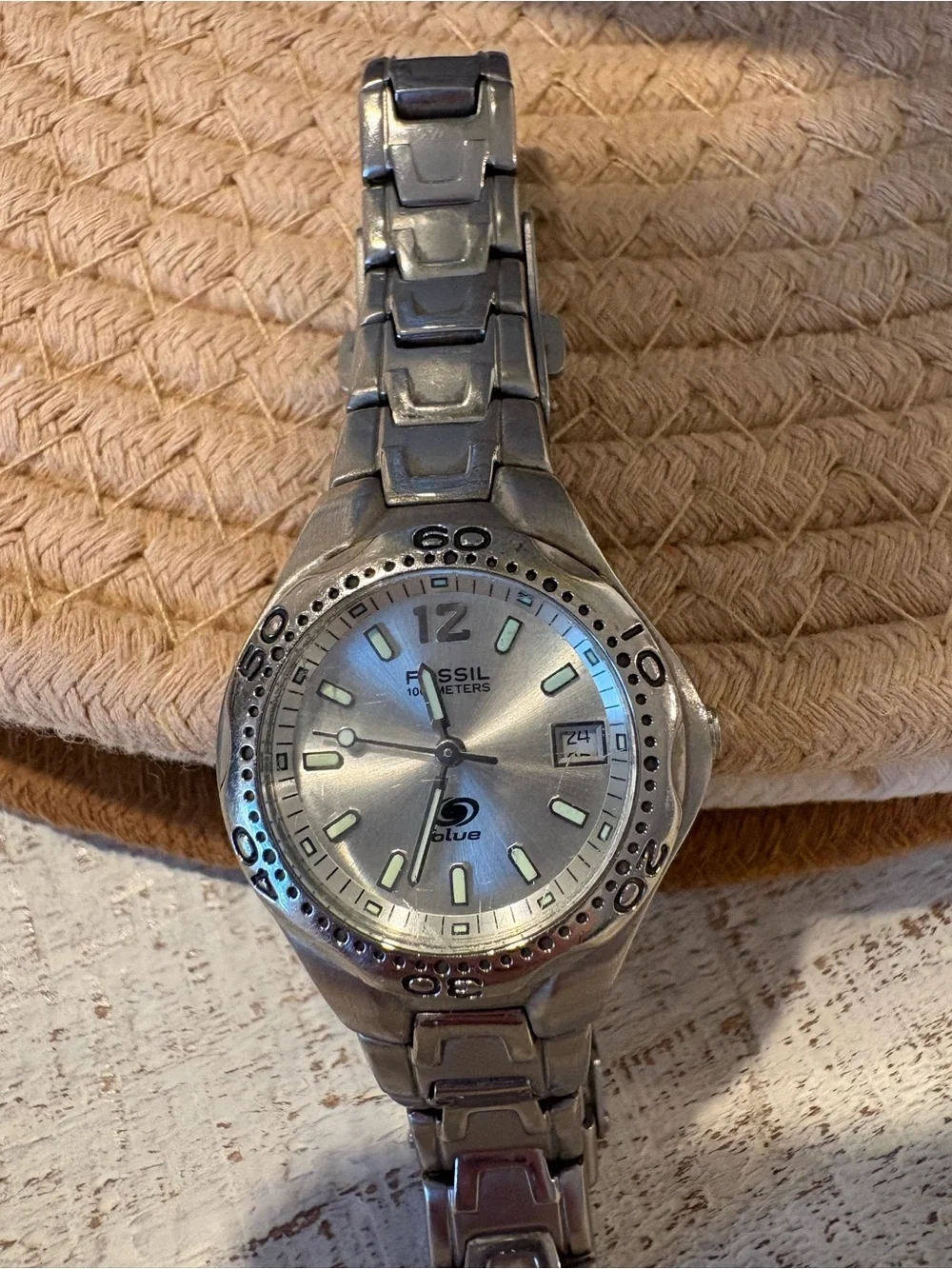 Fossil Women’s Silver Stainless Steel Blue Dial Watch